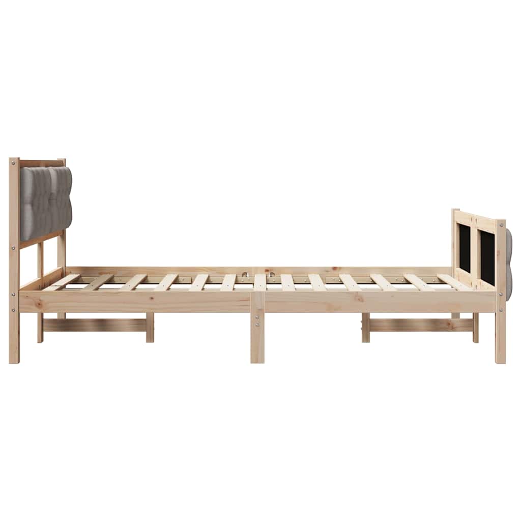 Bettrahmen mit Kopfteil Taupe 135 x 190 cm Massives Kiefernholz