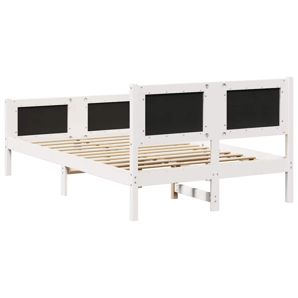 Bettrahmen Hellgrau 135 x 190 cm Massives Kiefernholz