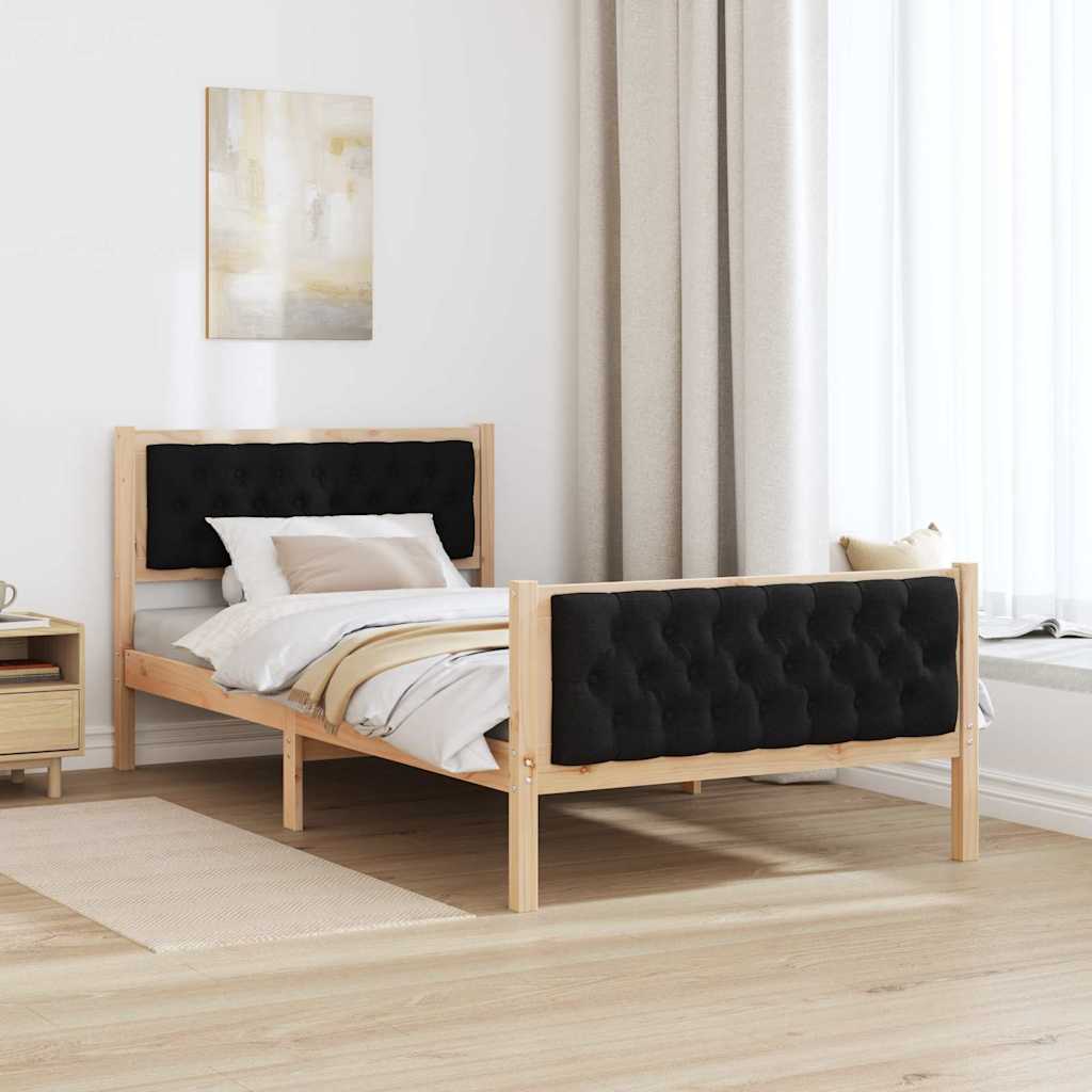 Bettrahmen Schwarz 100 x 200 cm Massives Kiefernholz