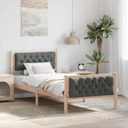 Bettrahmen Dunkelgrau 90 x 200 cm Massives Kiefernholz