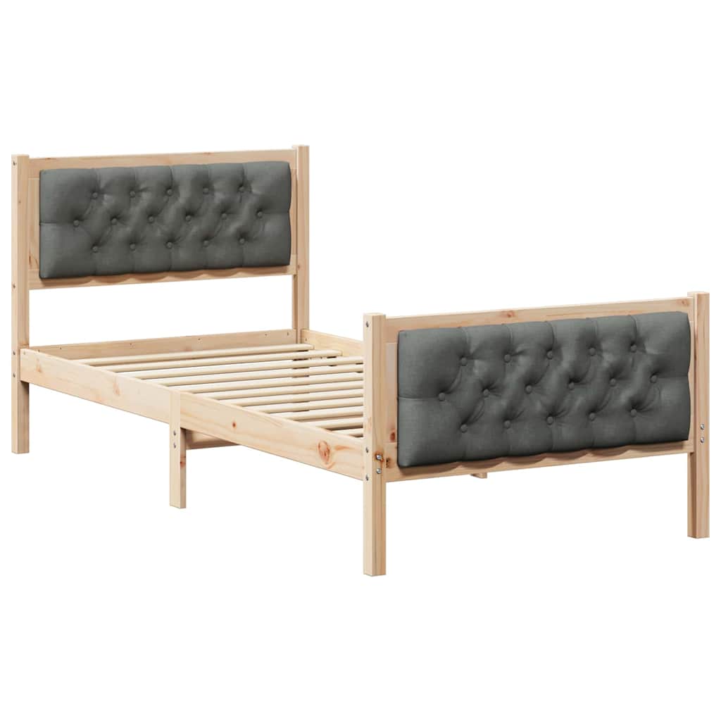 Bettrahmen Dunkelgrau 90 x 200 cm Massives Kiefernholz