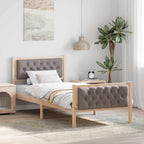 Bettrahmen mit Kopfteil Taupe 90 x 200 cm Massives Kiefernholz