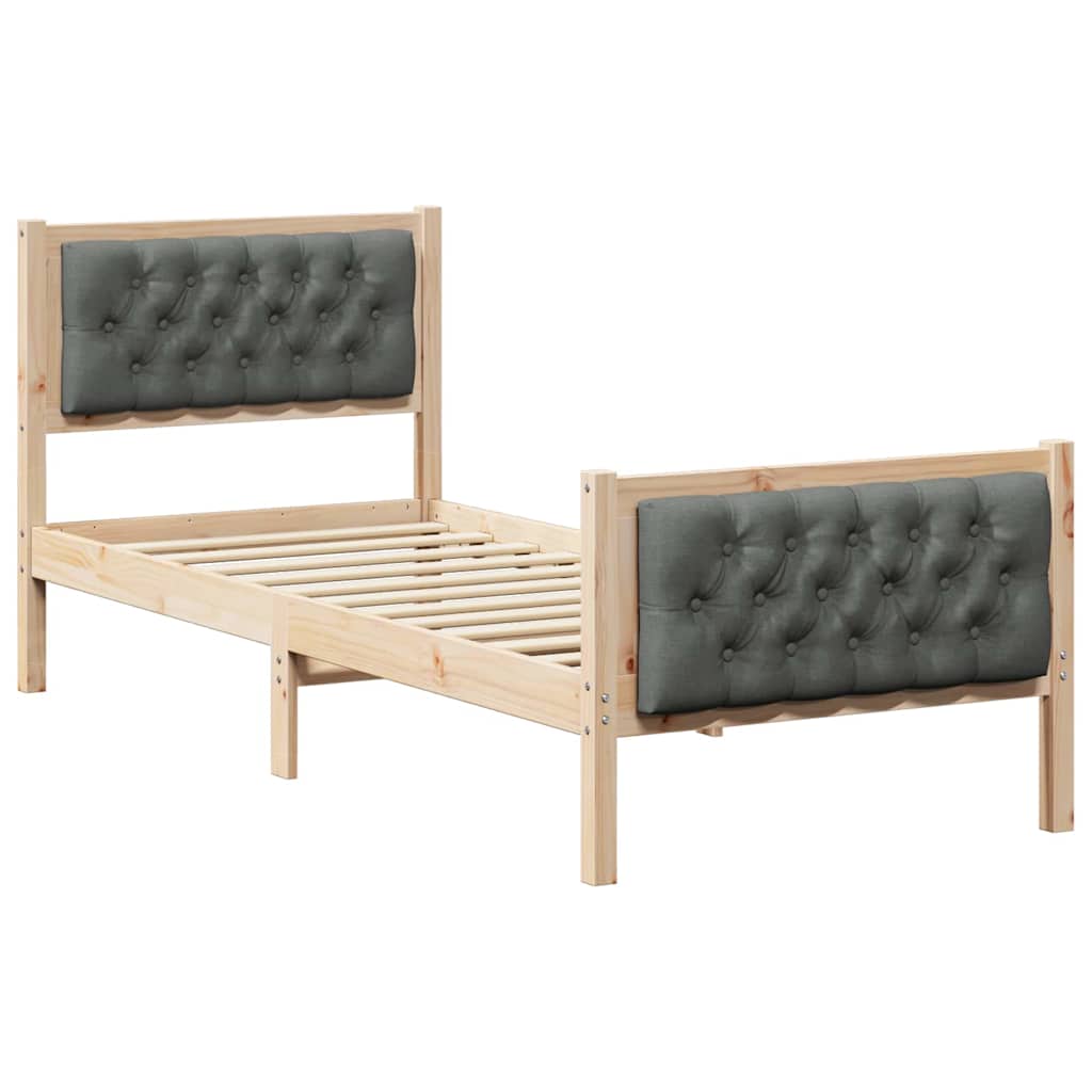 Bettrahmen Dunkelgrau 80 x 200 cm Massives Kiefernholz