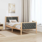 Bettrahmen Dunkelgrau 90 x 190 cm Massives Kiefernholz