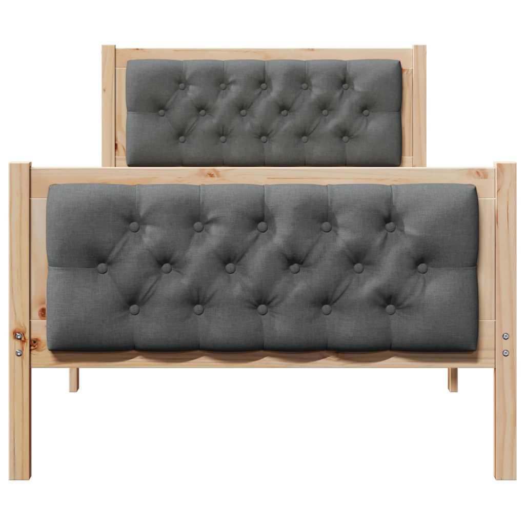 Bettrahmen Dunkelgrau 90 x 190 cm Massives Kiefernholz