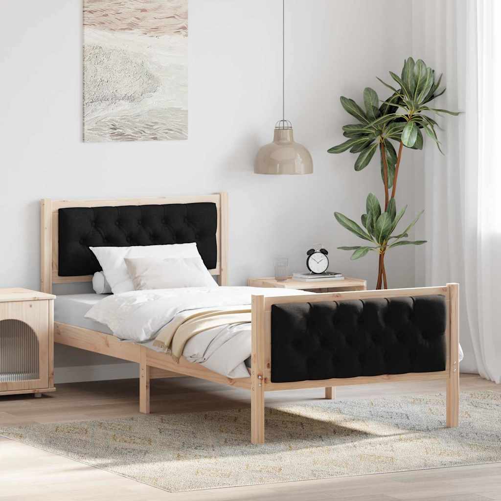 Bettrahmen Schwarz 90 x 190 cm Massives Kiefernholz