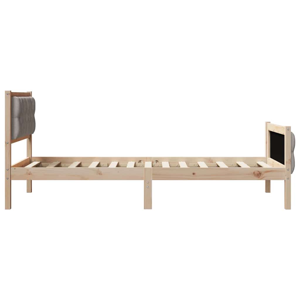 Bettrahmen mit Kopfteil Taupe 90 x 190 cm Massives Kiefernholz