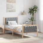 Bettrahmen Hellgrau 75 x 190 cm Massives Kiefernholz