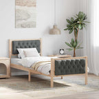 Bettrahmen Dunkelgrau 75 x 190 cm Massives Kiefernholz