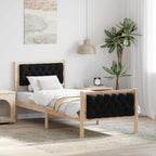 Bettrahmen Schwarz 75 x 190 cm Massives Kiefernholz