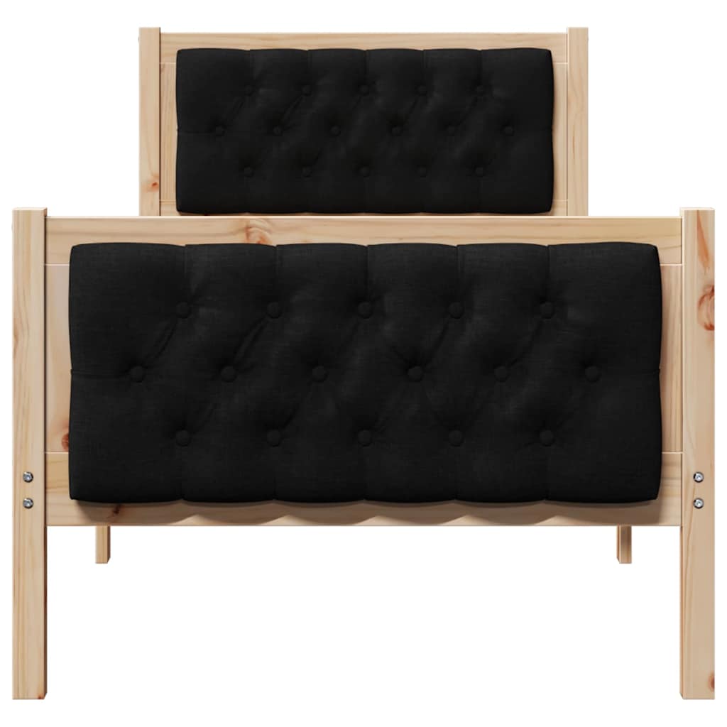 Bettrahmen Schwarz 75 x 190 cm Massives Kiefernholz