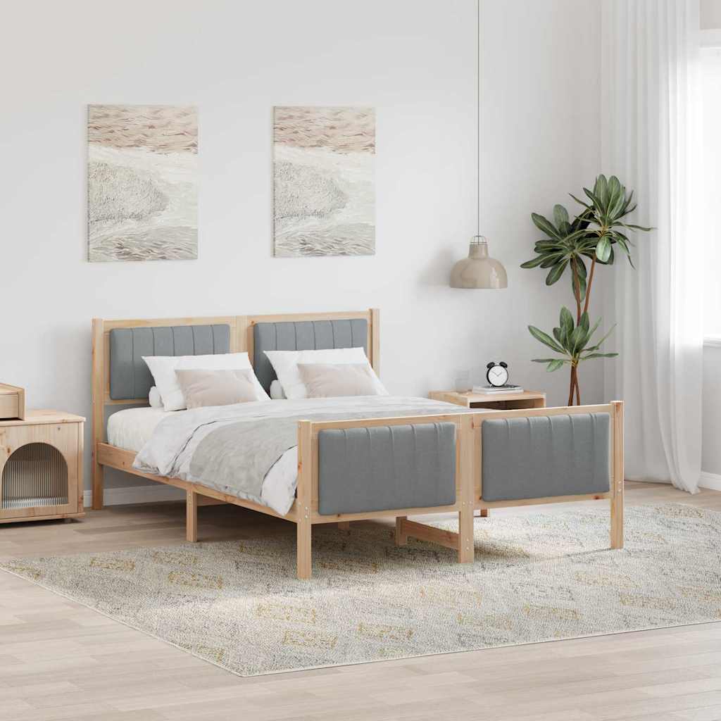 Bettgestell Braun und hellgrau 135 x 190 cm Massivholz Kiefer