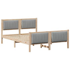 Bettgestell Braun und hellgrau 135 x 190 cm Massivholz Kiefer