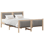 Bettgestell Braun und Taupe 135 x 190 cm Massivholz Kiefer