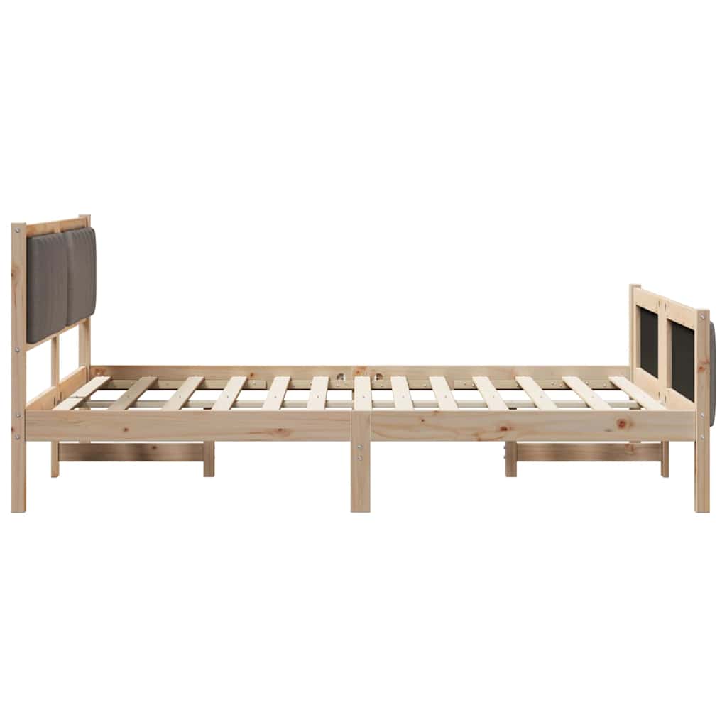 Bettgestell Braun und Taupe 135 x 190 cm Massivholz Kiefer