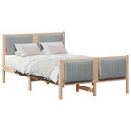 Bettgestell Braun und hellgrau 120 x 190 cm Massivholz Kiefer