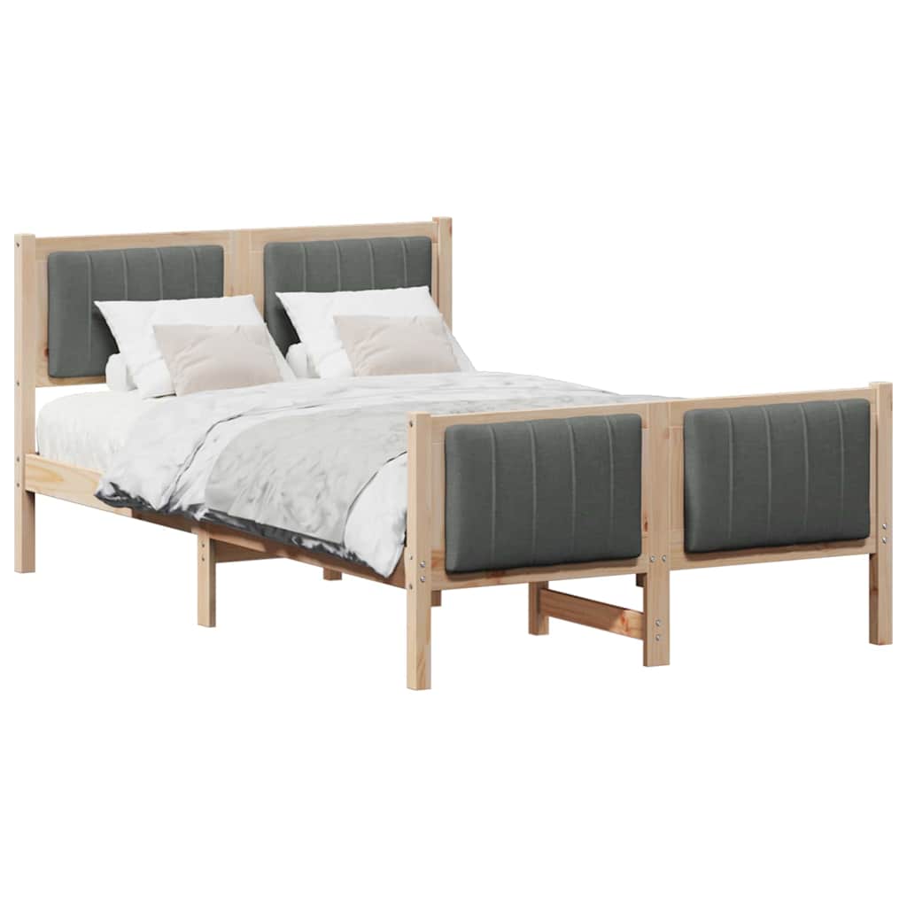 Bettgestell Braun und Dunkelgrau 120 x 190 cm Massivholz Kiefer