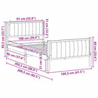 Bettgestell Braun und Dunkelgrau 100 x 200 cm Massivholz Kiefer