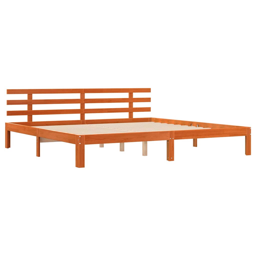 Bettrahmen Wachsbraun 203,5 x 205,5 x 69,5 cm Massivholz Kiefer