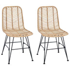 Esszimmerstuhl 2 pcs Rattan und Eisen Natur 44,5 x 54,5 x 85 cm