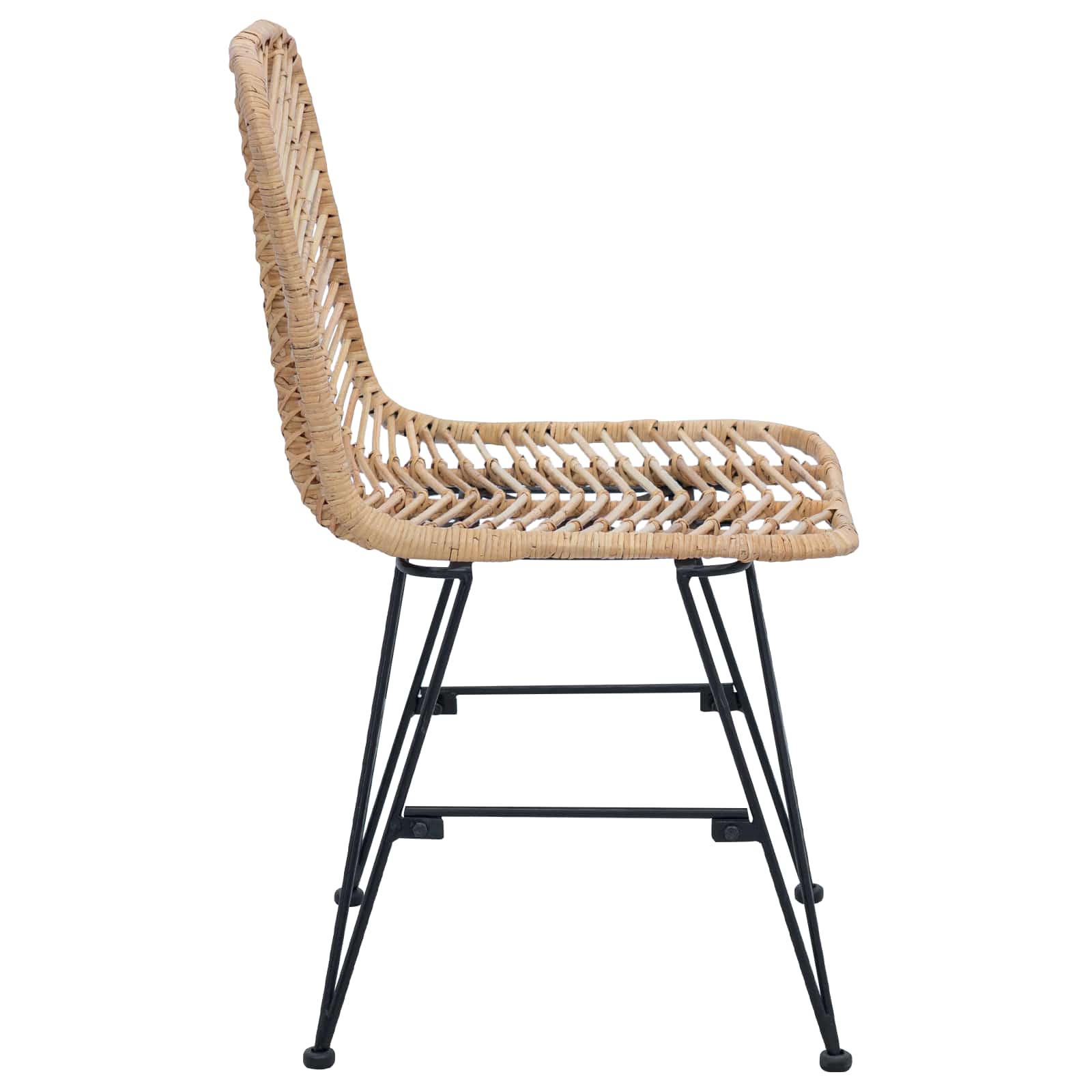 Esszimmerstuhl 2 pcs Rattan und Eisen Natur 44,5 x 54,5 x 85 cm