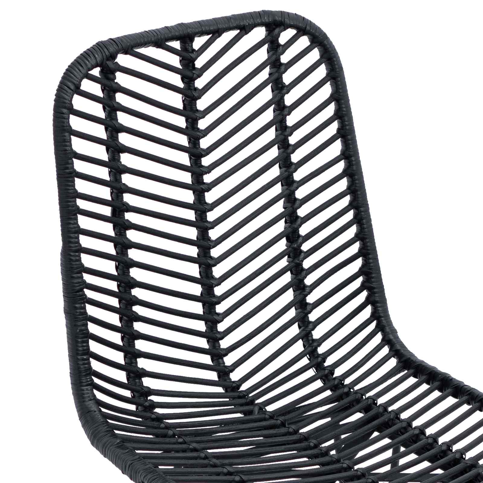 Esszimmerstuhl 2 pcs Rattan und Eisen Schwarz