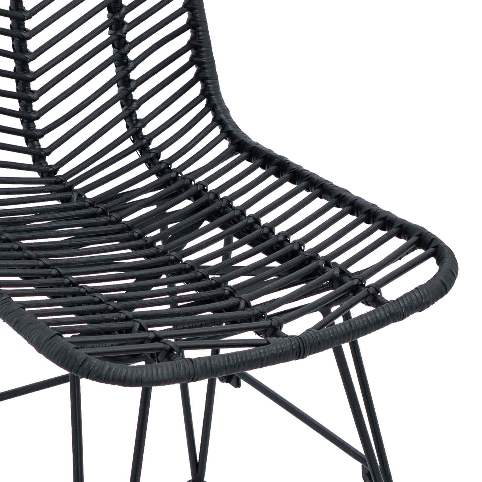 Esszimmerstuhl 2 pcs Rattan und Eisen Schwarz