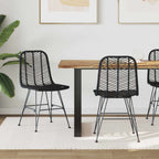 Esszimmerstuhl 2 pcs Rattan und Eisen Schwarz
