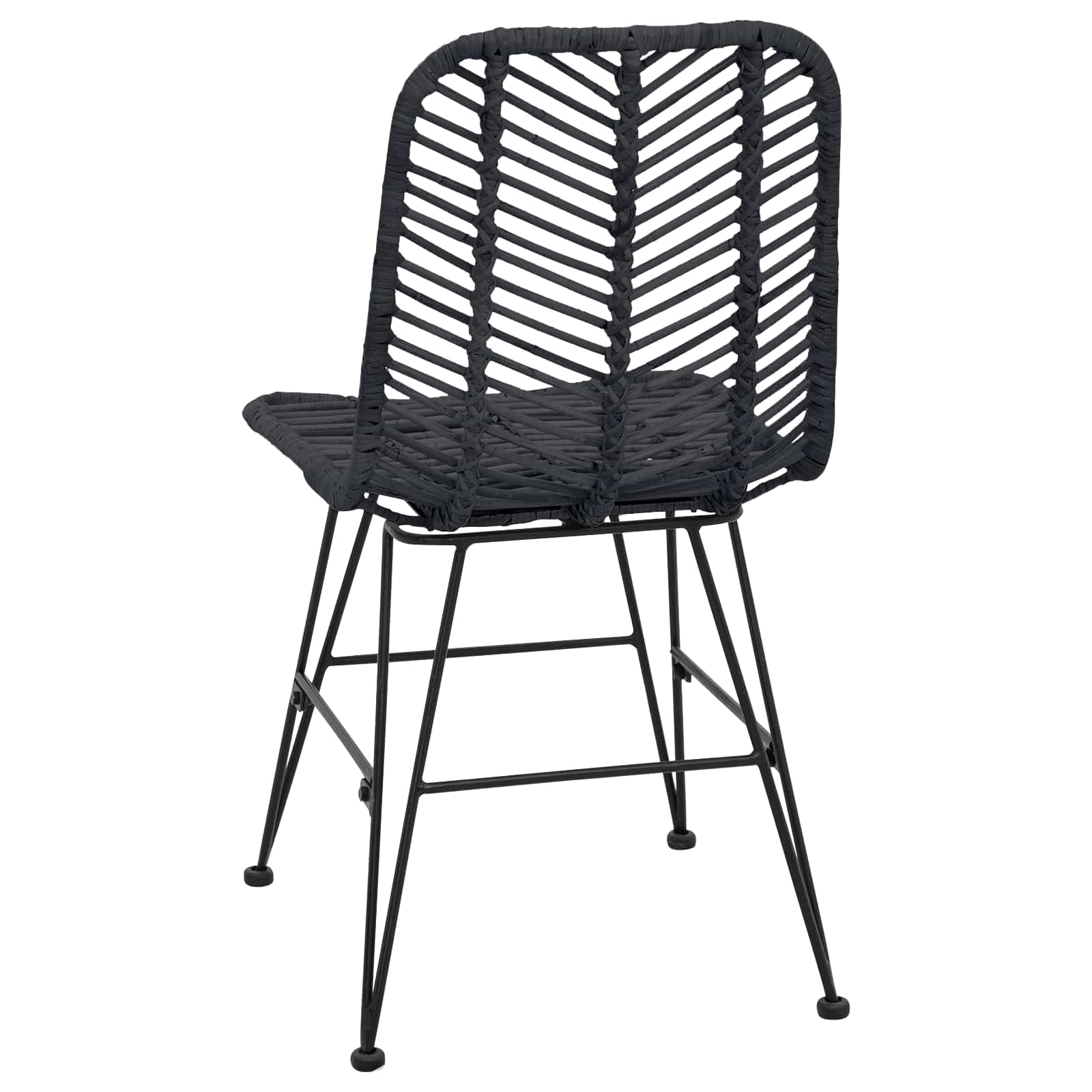 Esszimmerstuhl 2 pcs Rattan und Eisen Schwarz