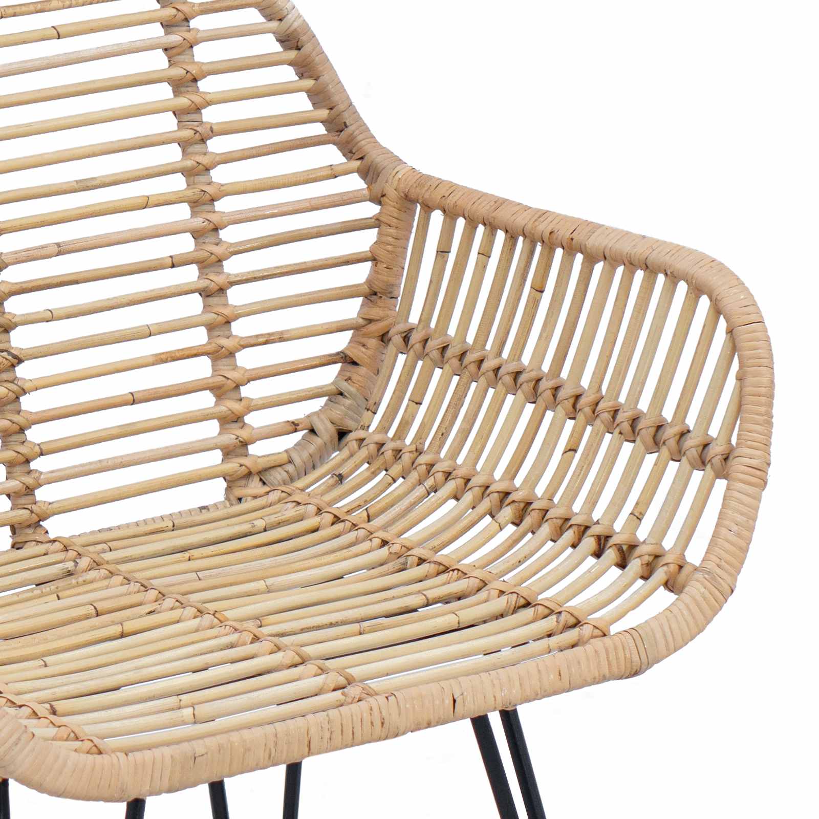 Esszimmerstuhl 2 pcs Rattan und Eisen Natur 55 x 50 x 74 cm
