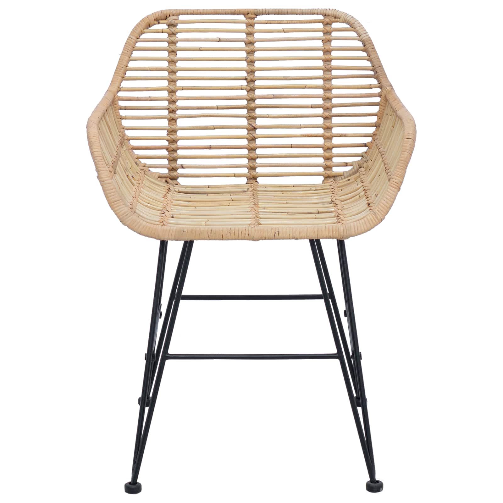 Esszimmerstuhl 2 pcs Rattan und Eisen Natur 55 x 50 x 74 cm