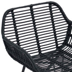 Esszimmerstuhl 2 pcs Rattan und Eisen Schwarz 55 x 50 x 74 cm