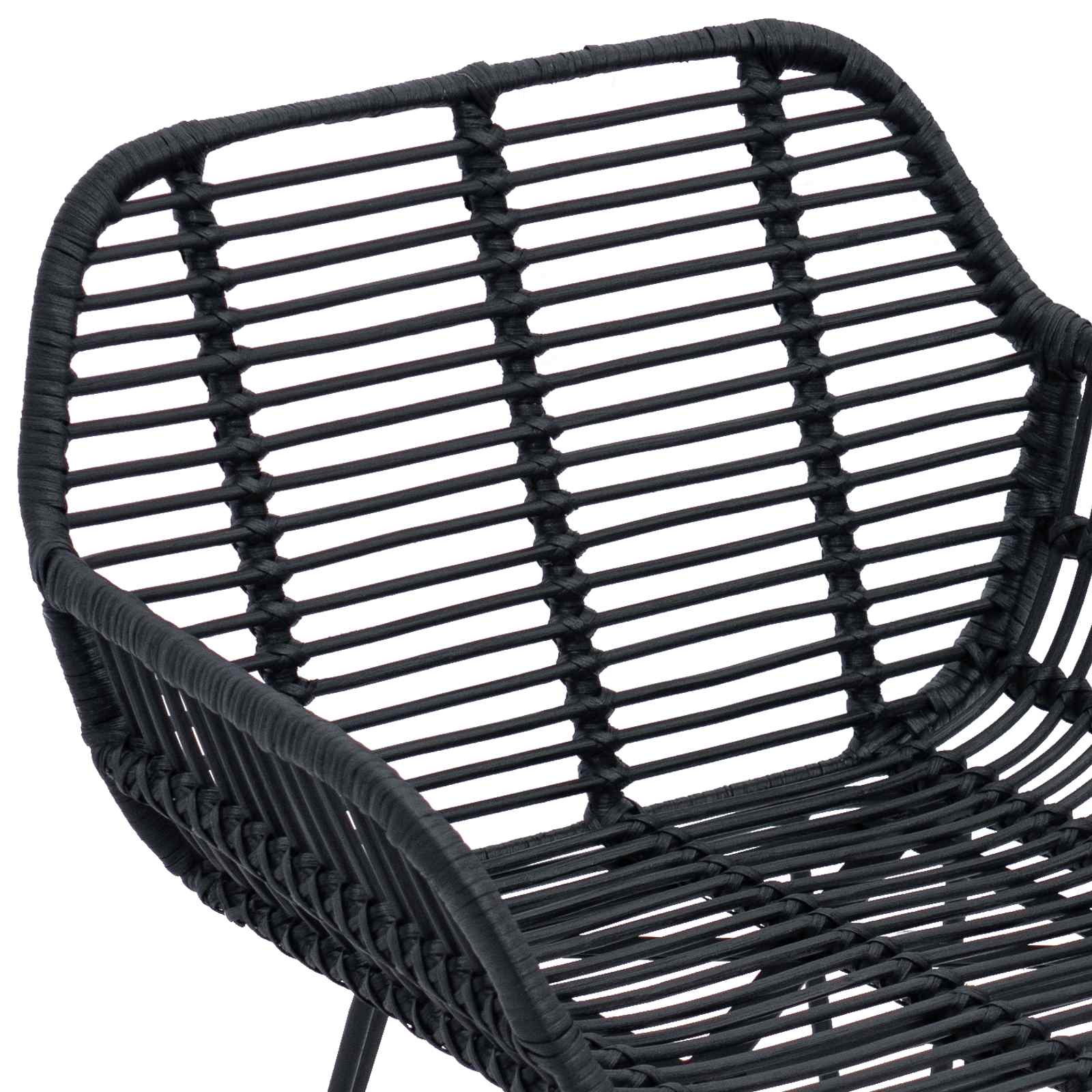 Esszimmerstuhl 2 pcs Rattan und Eisen Schwarz 55 x 50 x 74 cm