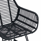 Esszimmerstuhl 2 pcs Rattan und Eisen Schwarz 55 x 50 x 74 cm