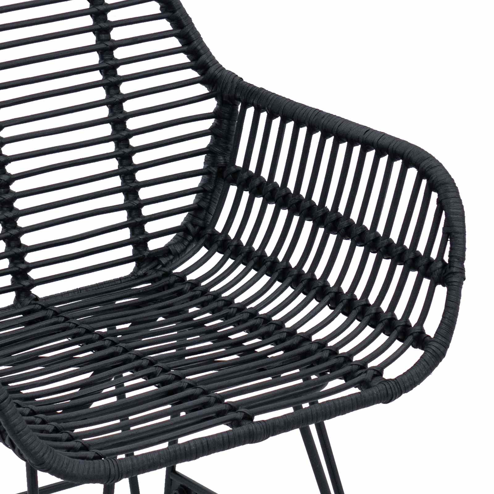 Esszimmerstuhl 2 pcs Rattan und Eisen Schwarz 55 x 50 x 74 cm