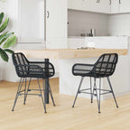 Esszimmerstuhl 2 pcs Rattan und Eisen Schwarz 55 x 50 x 74 cm