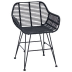 Esszimmerstuhl 2 pcs Rattan und Eisen Schwarz 55 x 50 x 74 cm