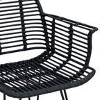 Esszimmerstuhl 2 pcs Rattan und Eisen Schwarz 57 x 55 x 85 cm