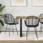Esszimmerstuhl 2 pcs Rattan und Eisen Schwarz 57 x 55 x 85 cm