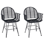 Esszimmerstuhl 2 pcs Rattan und Eisen Schwarz 57 x 55 x 85 cm