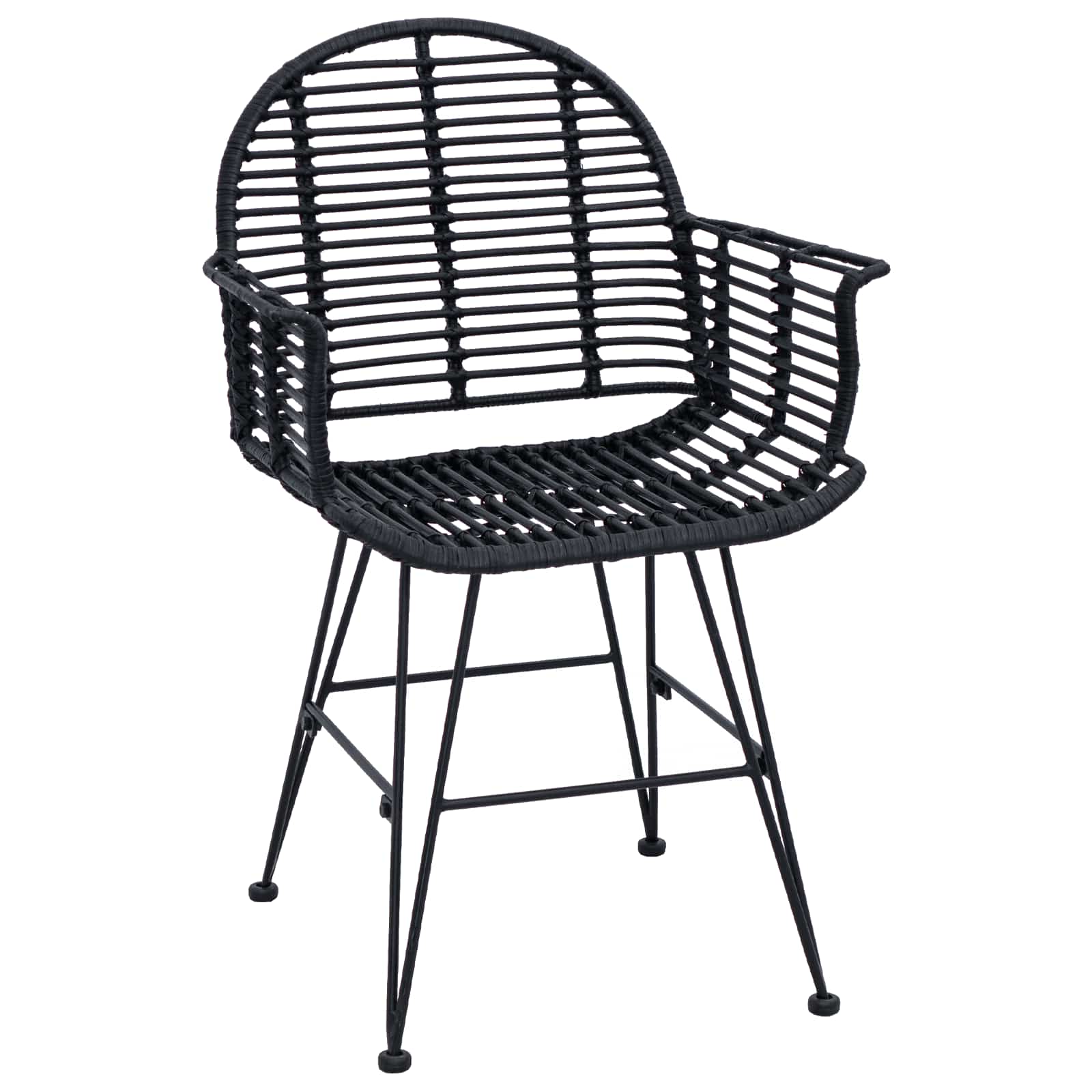 Esszimmerstuhl 2 pcs Rattan und Eisen Schwarz 57 x 55 x 85 cm