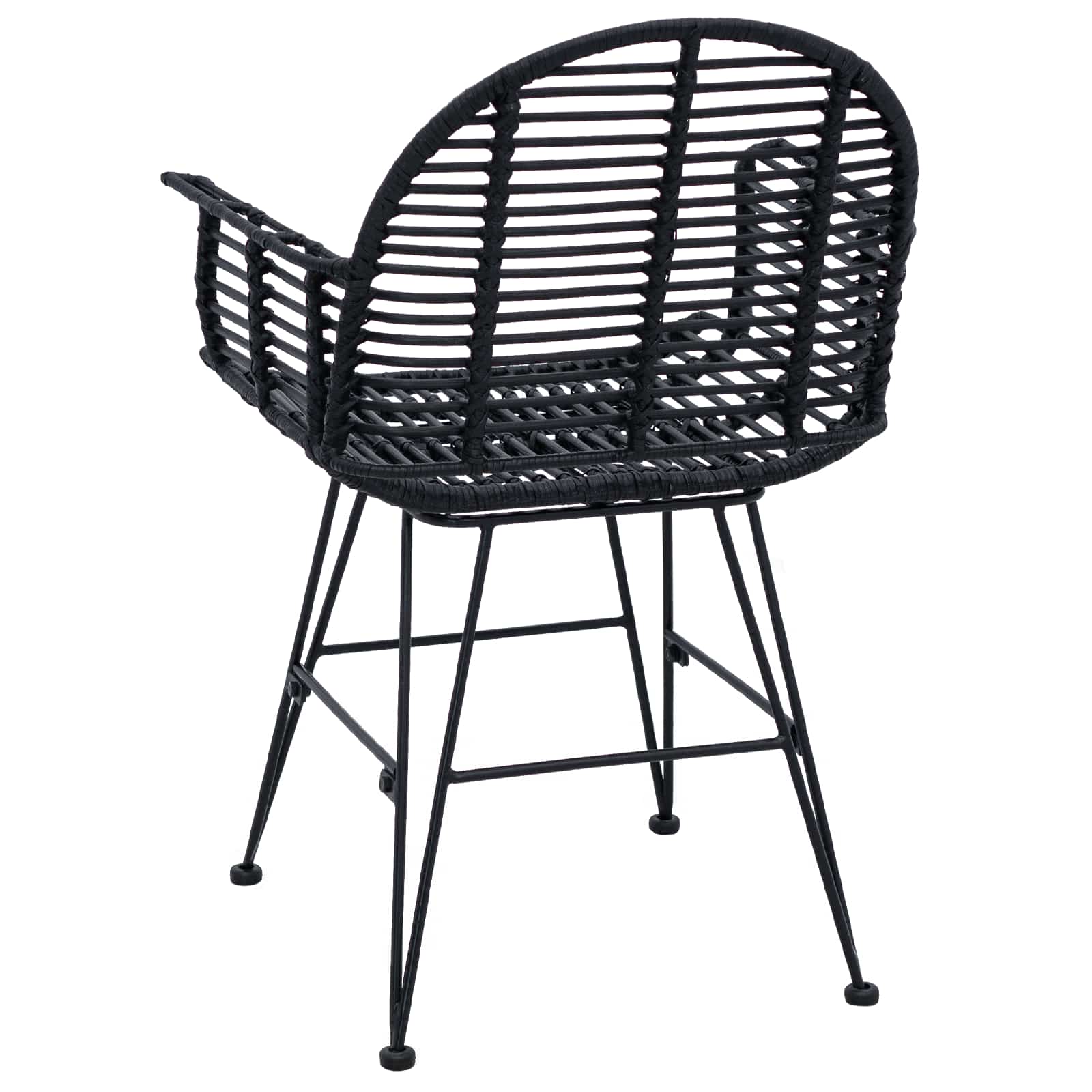 Esszimmerstuhl 2 pcs Rattan und Eisen Schwarz 57 x 55 x 85 cm