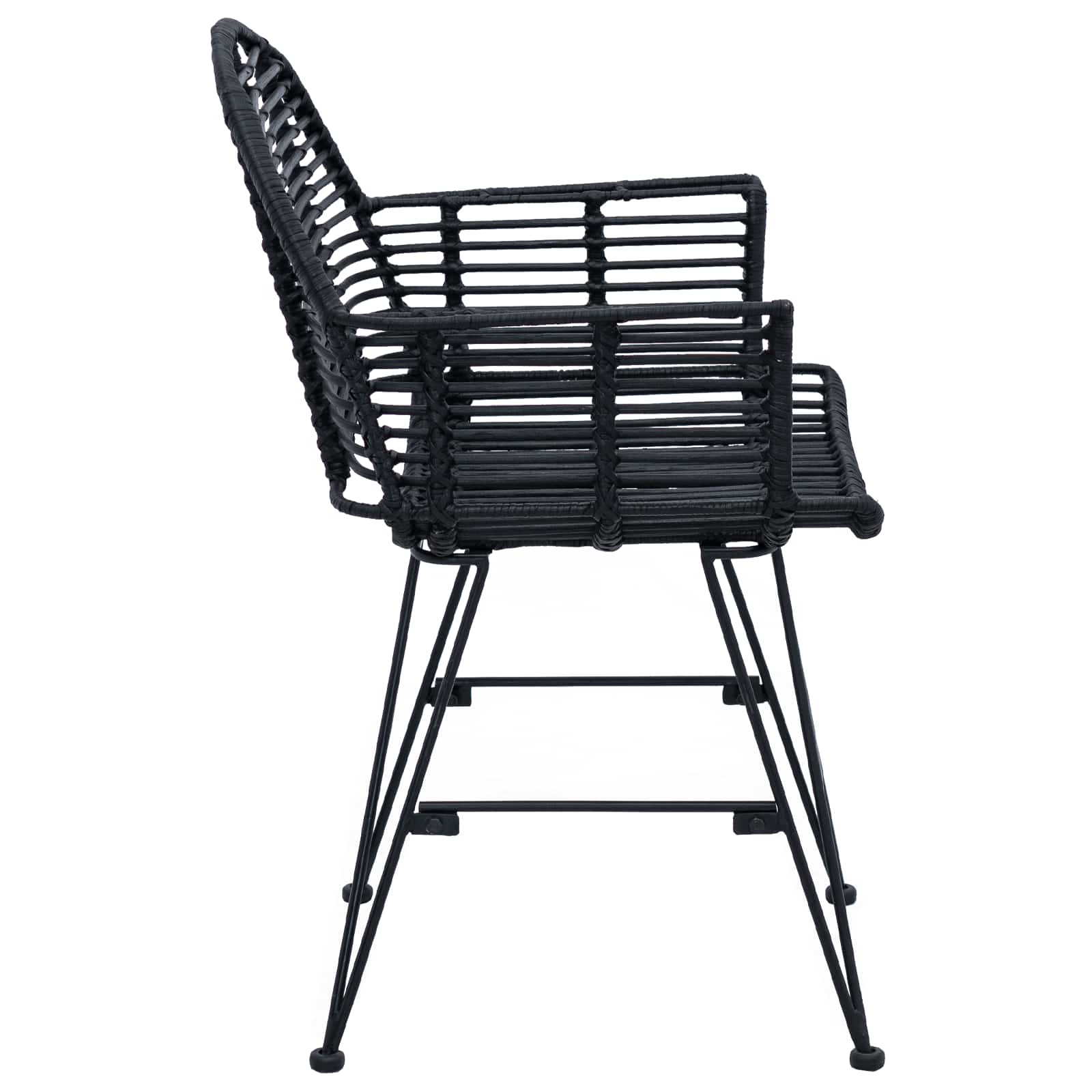 Esszimmerstuhl 2 pcs Rattan und Eisen Schwarz 57 x 55 x 85 cm
