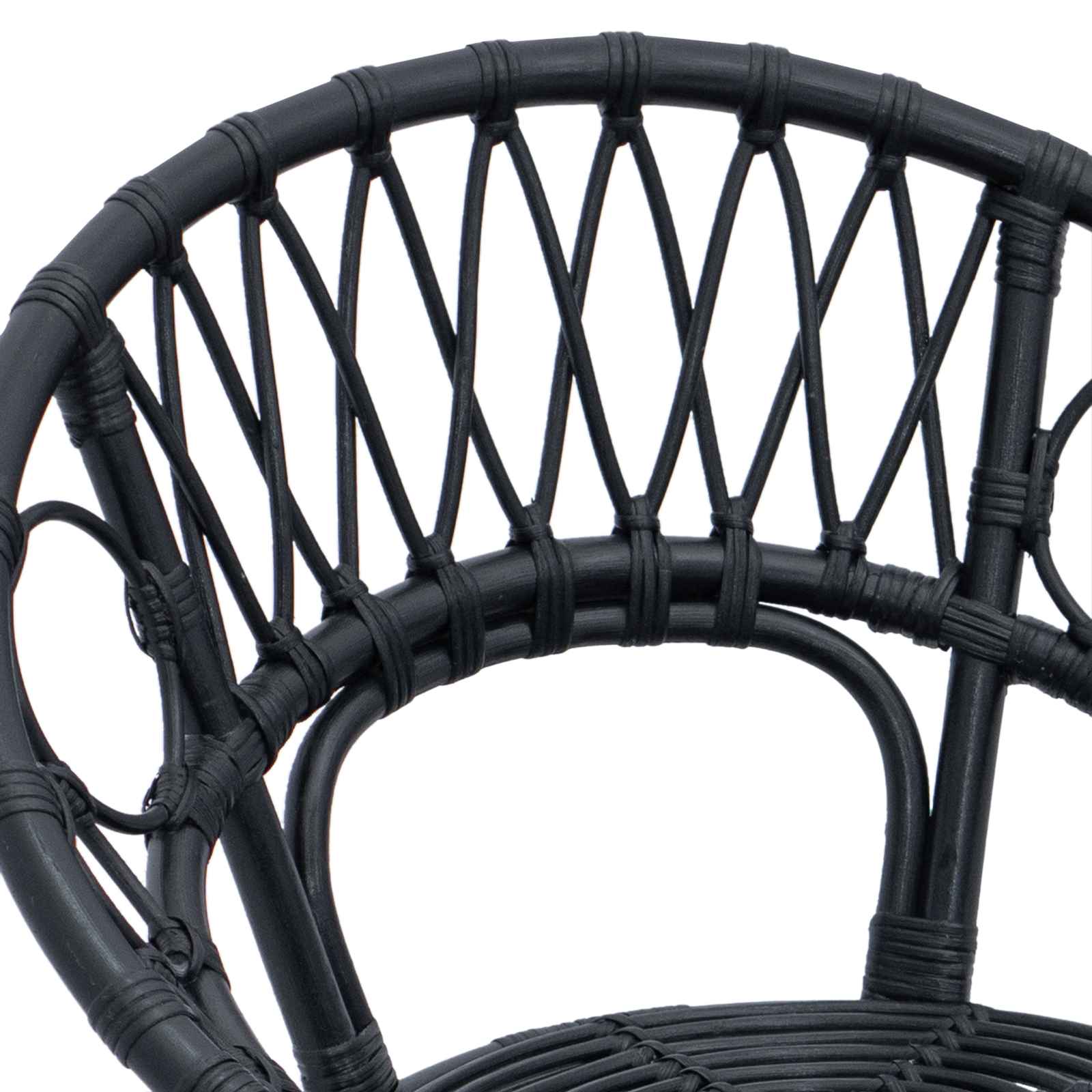 Esszimmerstuhl 2 pcs Rattan und Eisen Schwarz 54 x 65 x 82 cm