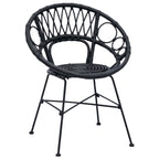 Esszimmerstuhl 2 pcs Rattan und Eisen Schwarz 54 x 65 x 82 cm