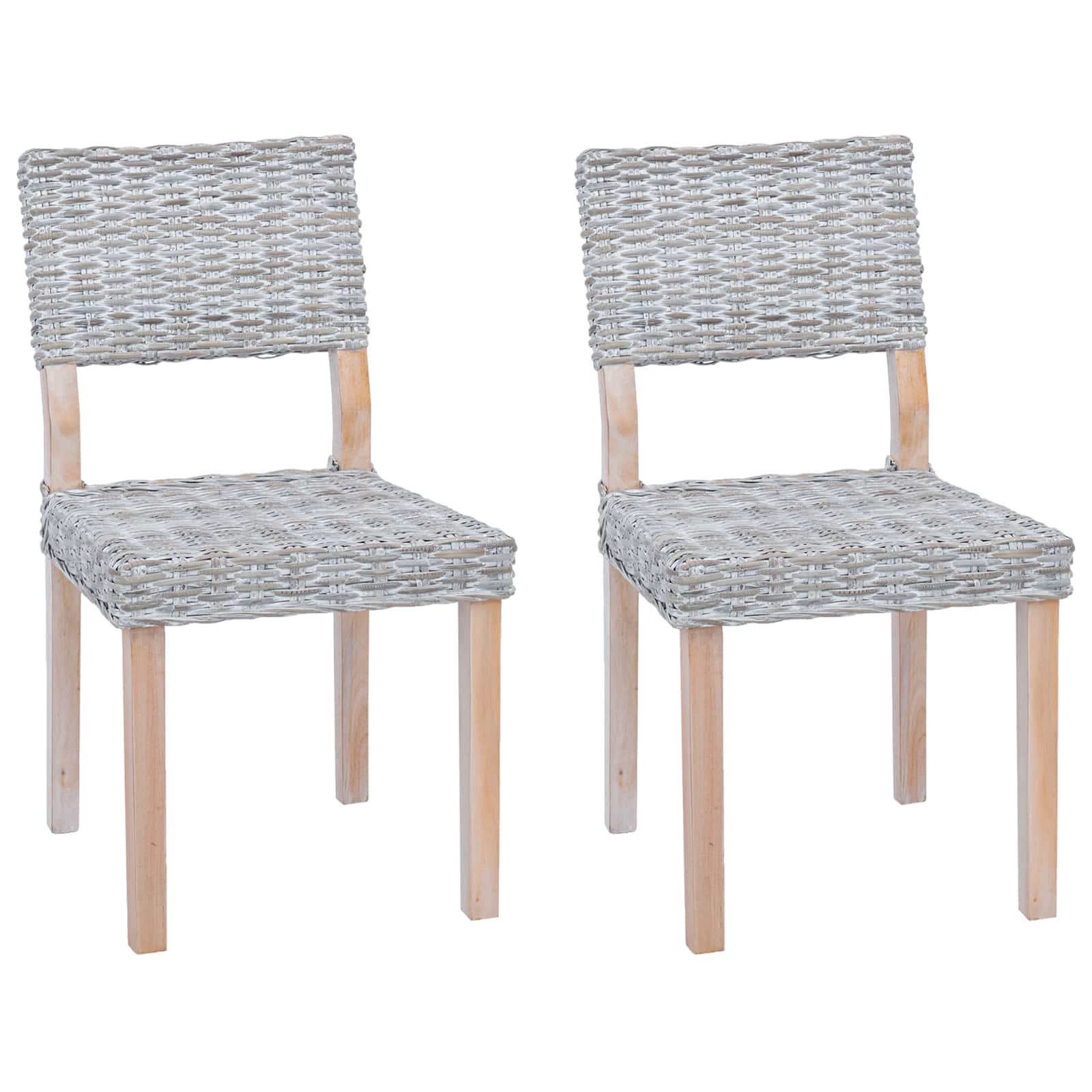 Esszimmerstuhl 2 pcs Kubu Rattan Weiß gewaschen 46 x 55 x 84 cm