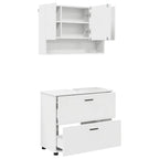 Badezimmermöbel-Set mit Regal 2 pcs Weiß Sperrholz und Metall