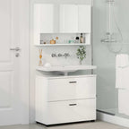 Badezimmermöbel-Set 2 pcs Hochglanz Weiß Sperrholz und Metall