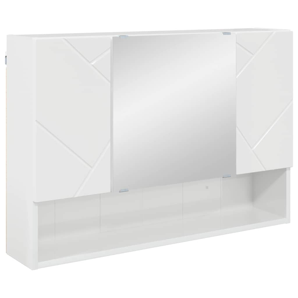 Badezimmermöbel-Set 2 pcs Hochglanz Weiß Sperrholz und Metall