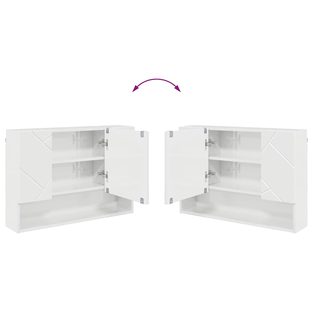 Badezimmermöbel-Set 2 pcs Hochglanz Weiß Sperrholz und Metall